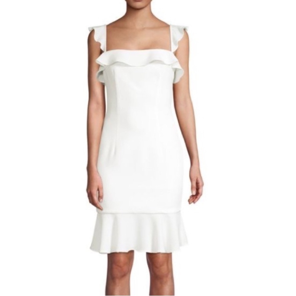 BLACK‎ HALO Faith White Sugar Ruffle Dress Size 10 NWT
